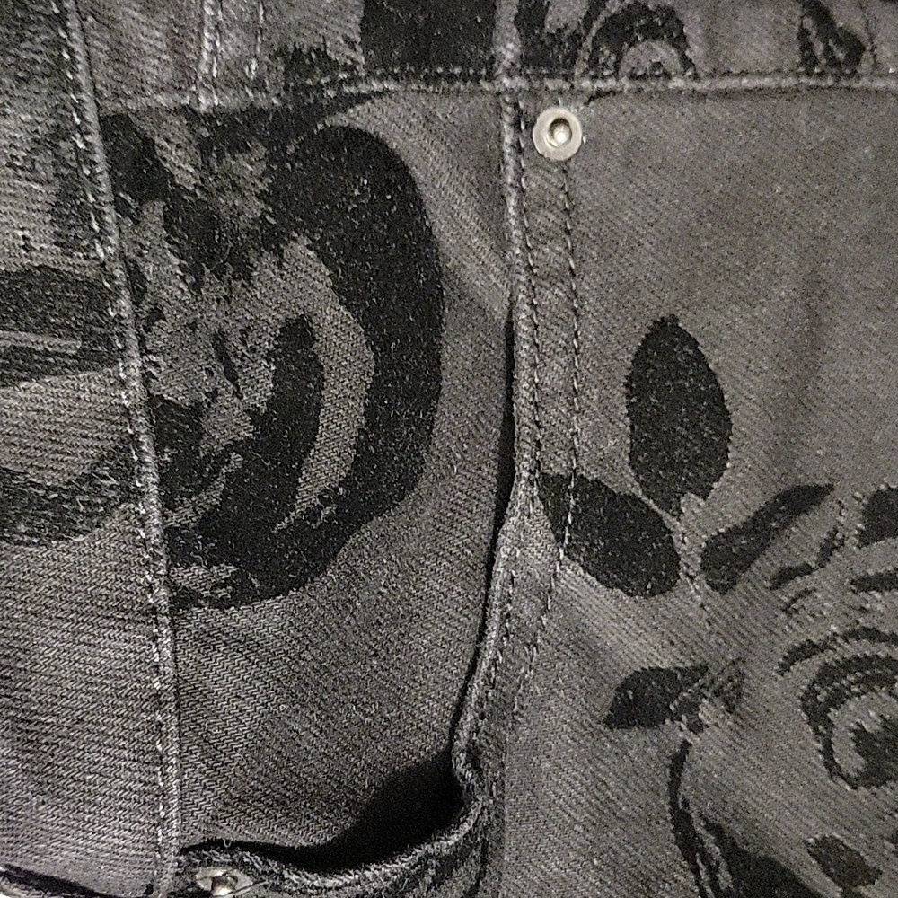 Monogrammed Wild Fable High RiseStraightEasy Rigid Denim Floral Black Jeans SZ 8 - Picture 11 of 16